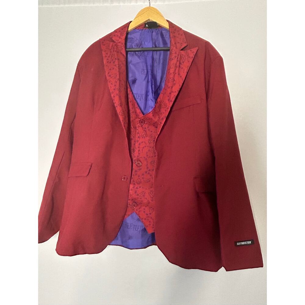 Suitmeister Beetlejuice Red Costume Blazer Jacket Attached Vest XL